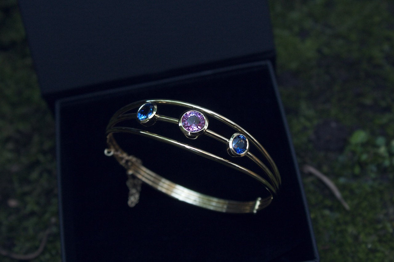 Moira Patience Fine Jewellery Bespoke Yellow Gold Bracelet With Sapphires