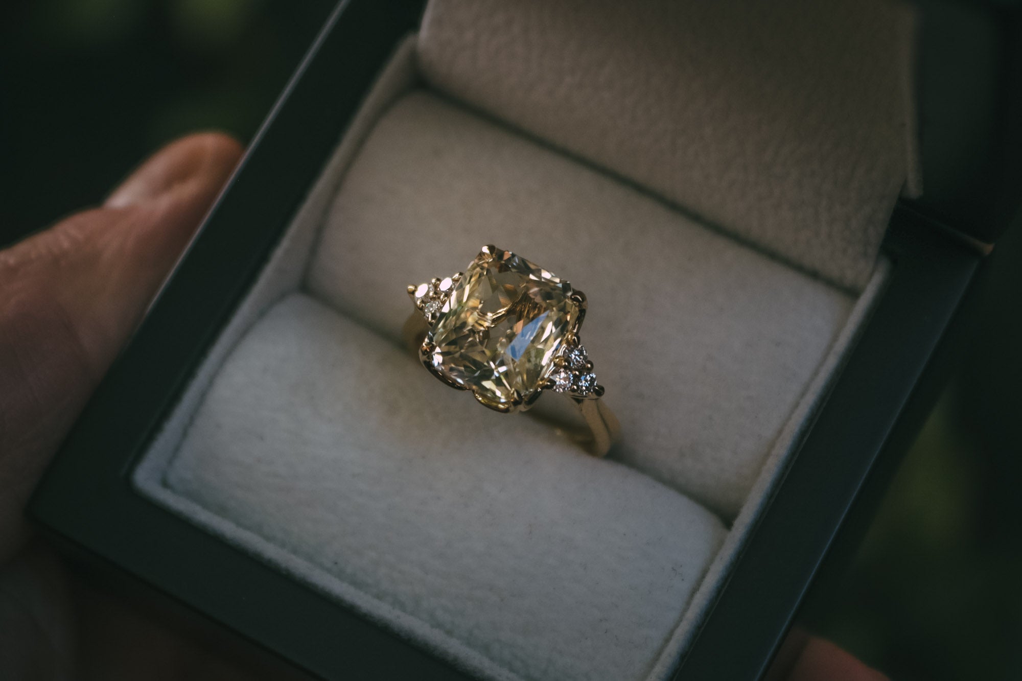 Moira Patience Bespoke Yellow Sapphire and Diamond Engagement Ring