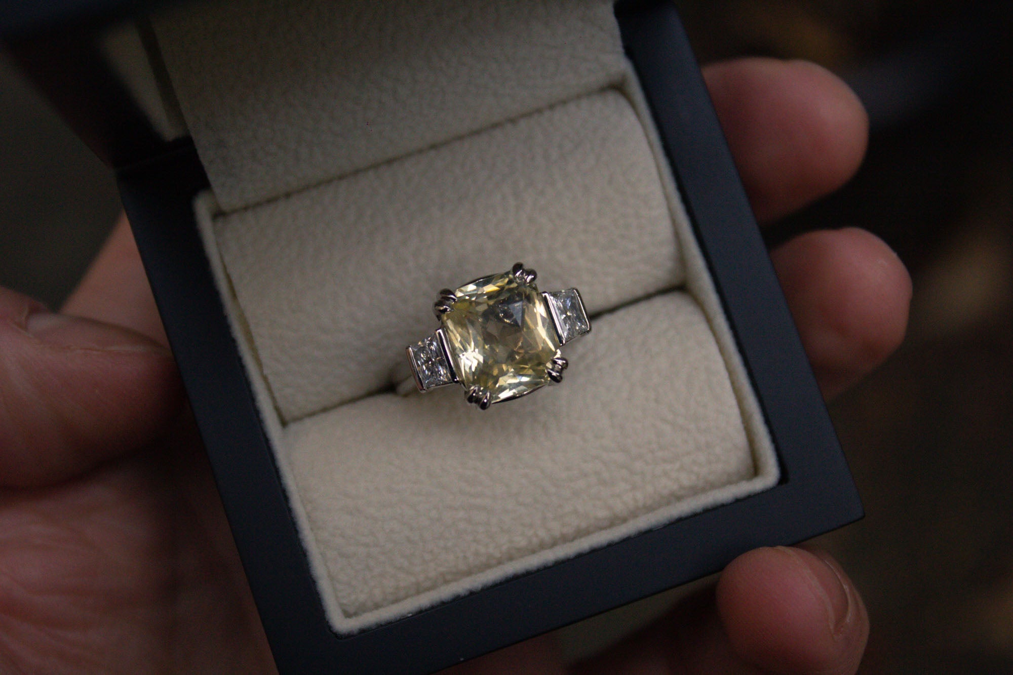 Moira Patience Bespoke Unheated Yellow Sapphire and diamond ring
