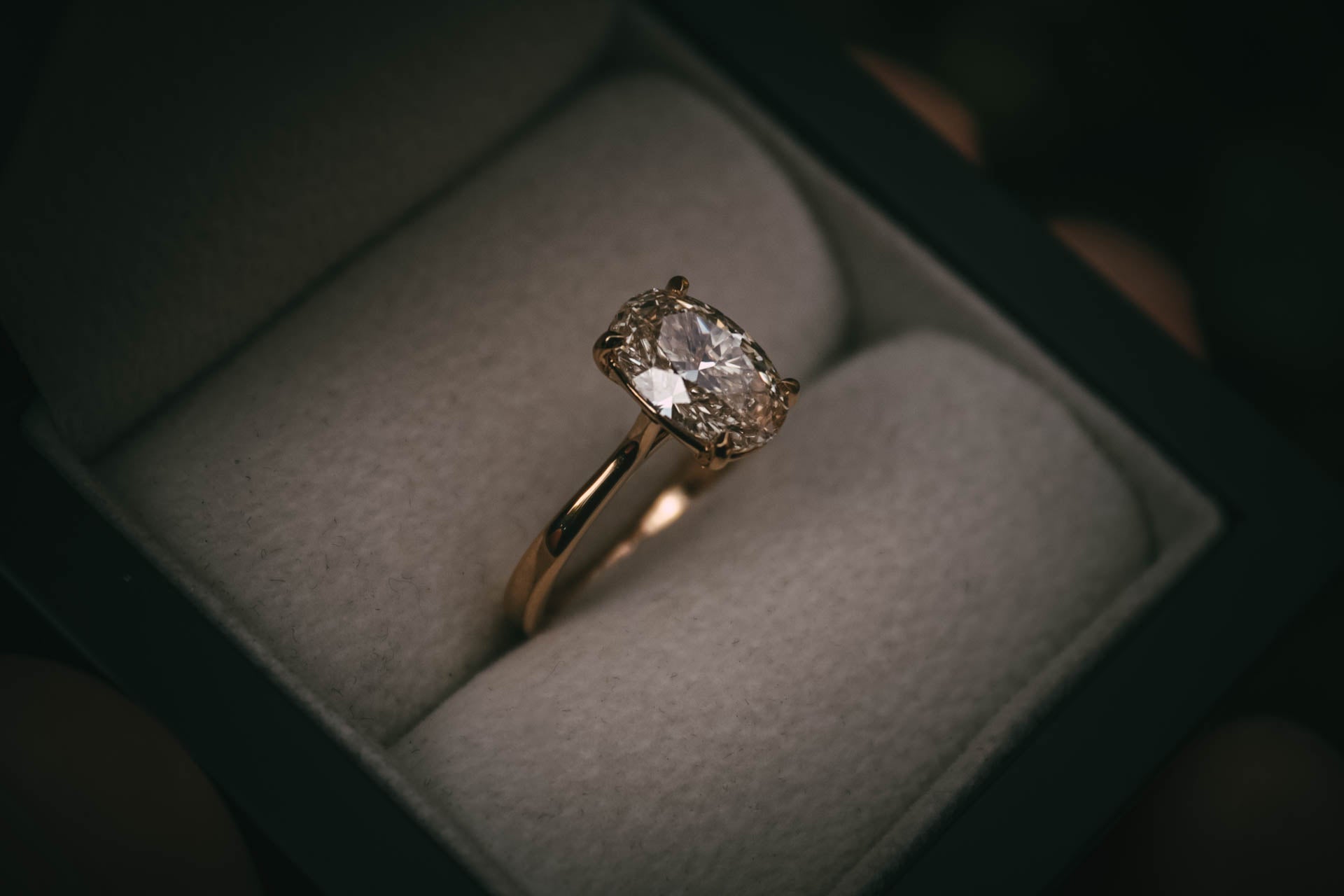 Moira Patience Bespoke Elongated Oval Warm White Diamond Engagement Ring