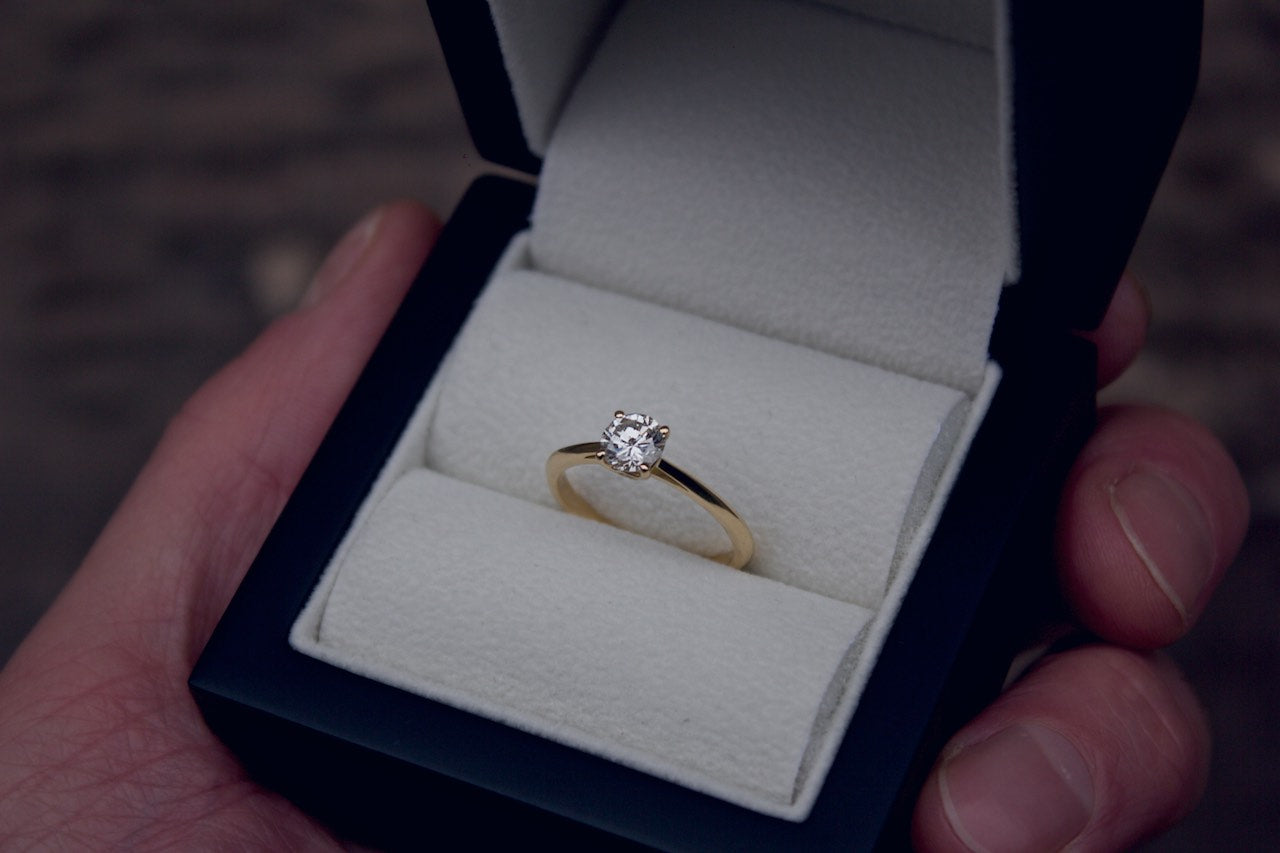 Moira Patience Fine Jewellery Gold Single Stone Diamond Engagement Ring With Hidden Diamond