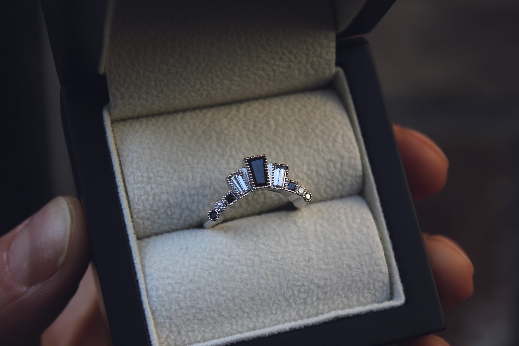 Bespoke Black and White Diamond Wedding Ring in Edinburgh