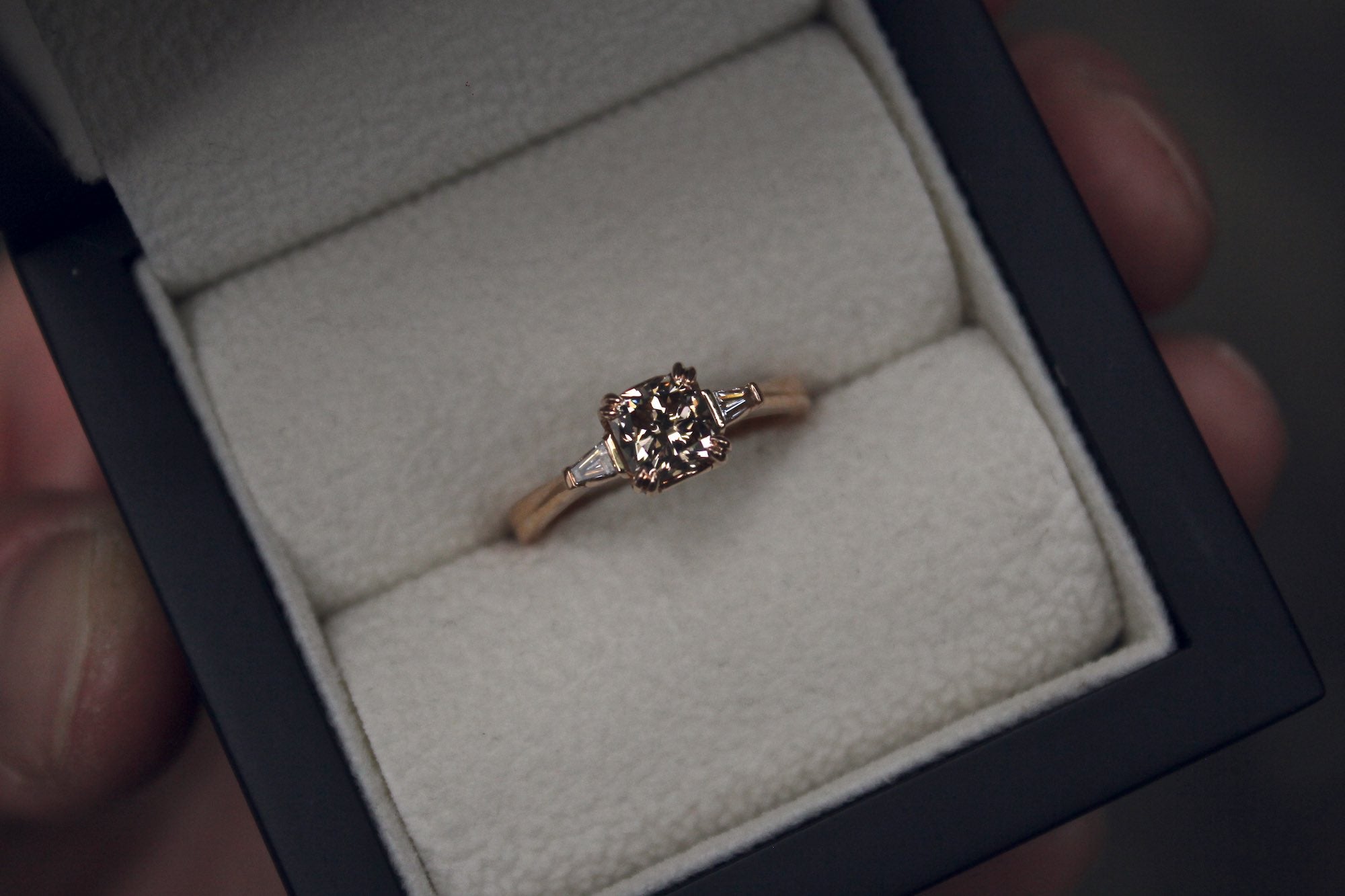 Bespoke cognac diamond engagement ring