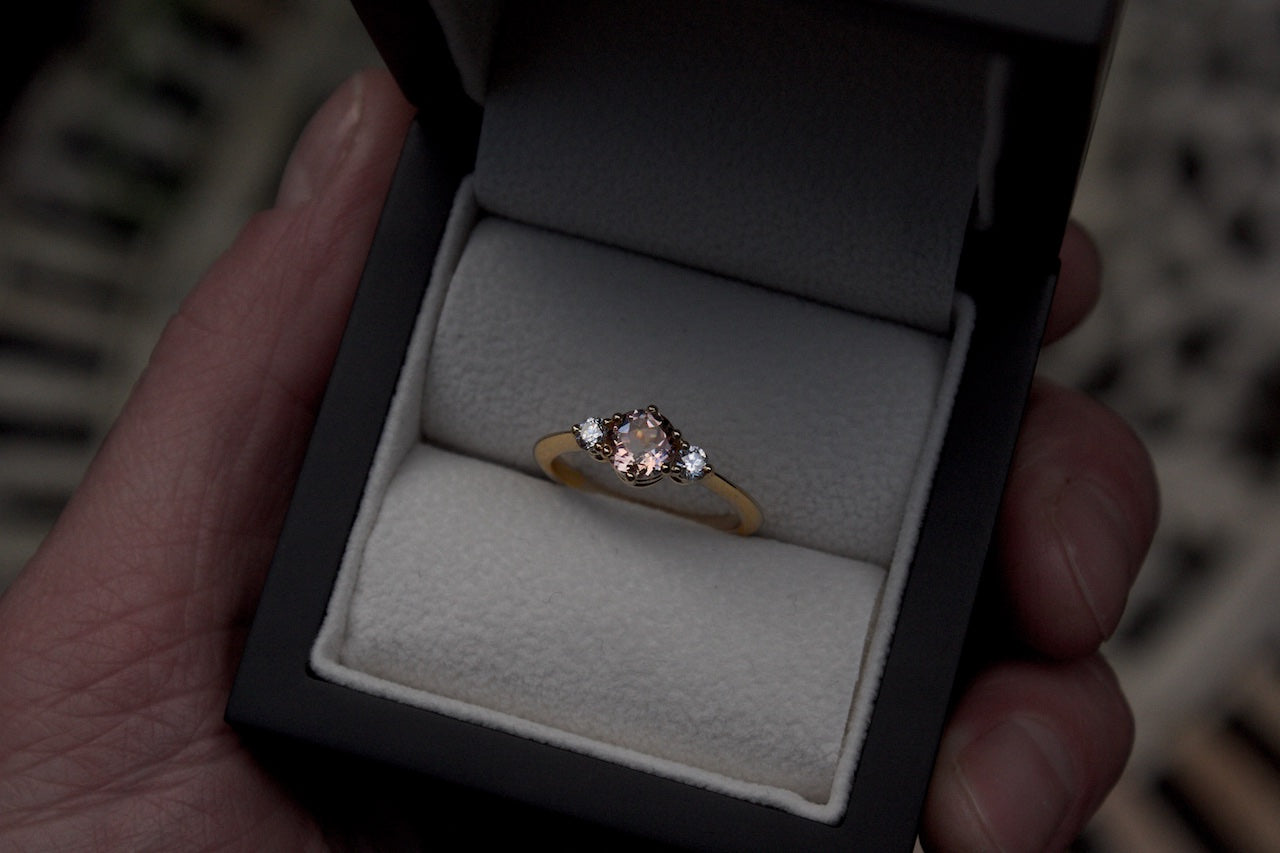 Moira Patience Jewellery Bespoke Morganite and Diamond Engagement Ring Edinburgh