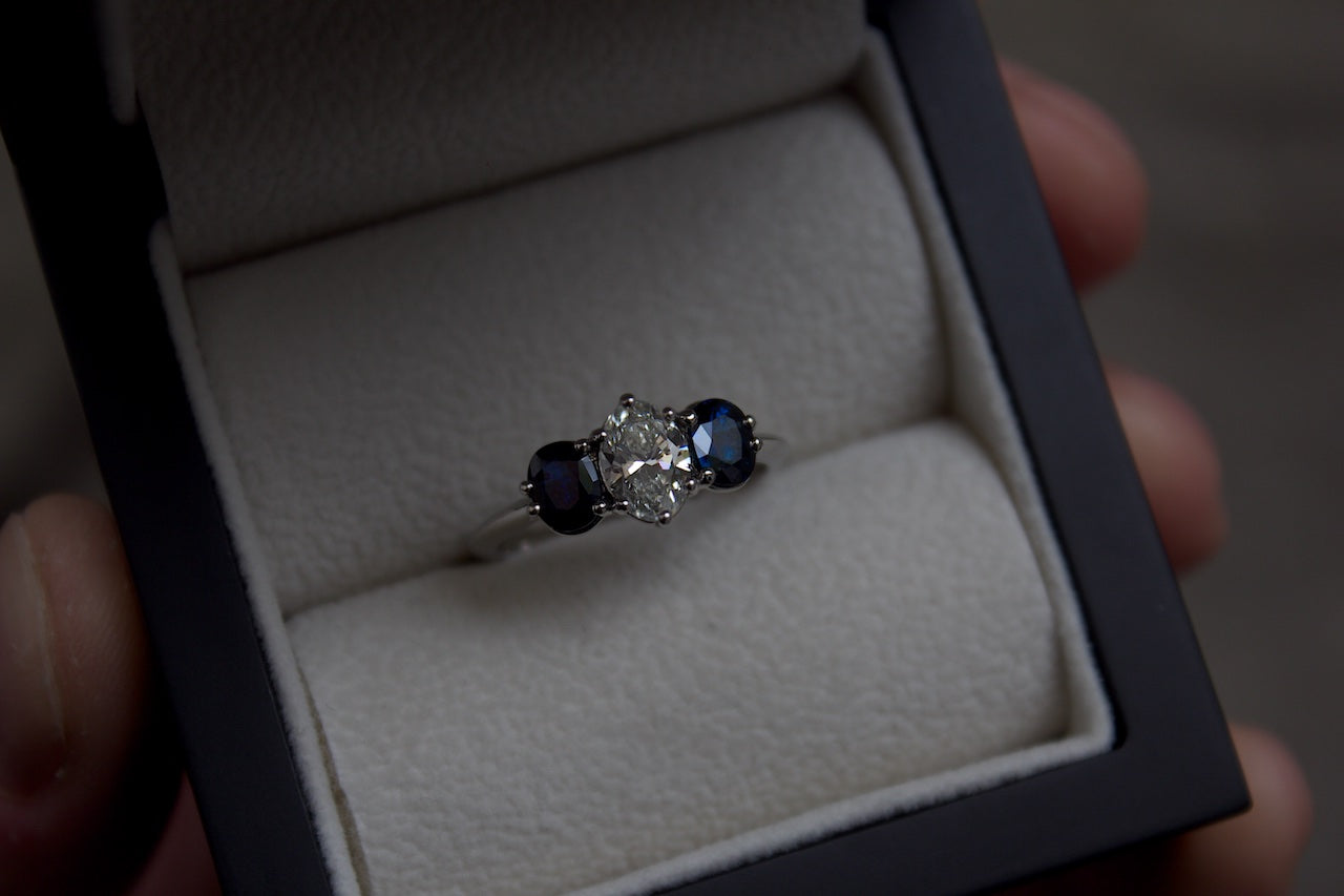 Moira Patience Jewellery Bespoke Sapphire and Diamond Engagement Ring Edinburgh