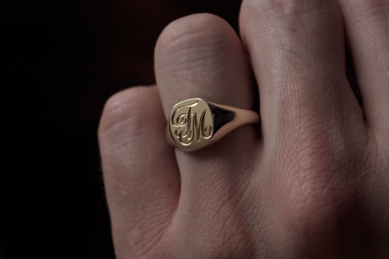 Patience Jewellery Hand Engraved Gold Signet Ring