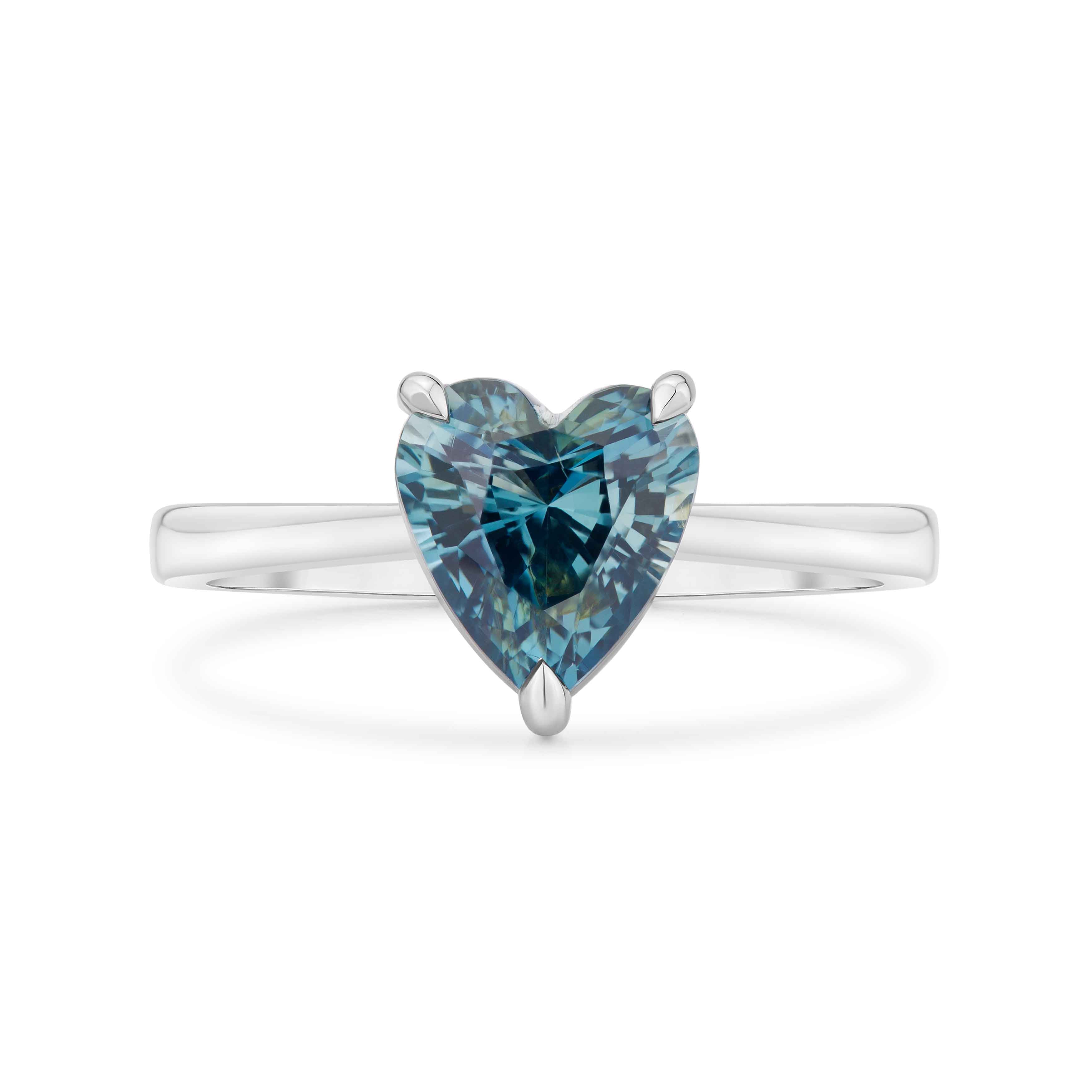 Moira Patience Fine Jewellery Heart Shaped Teal Sapphire Engagement Ring 