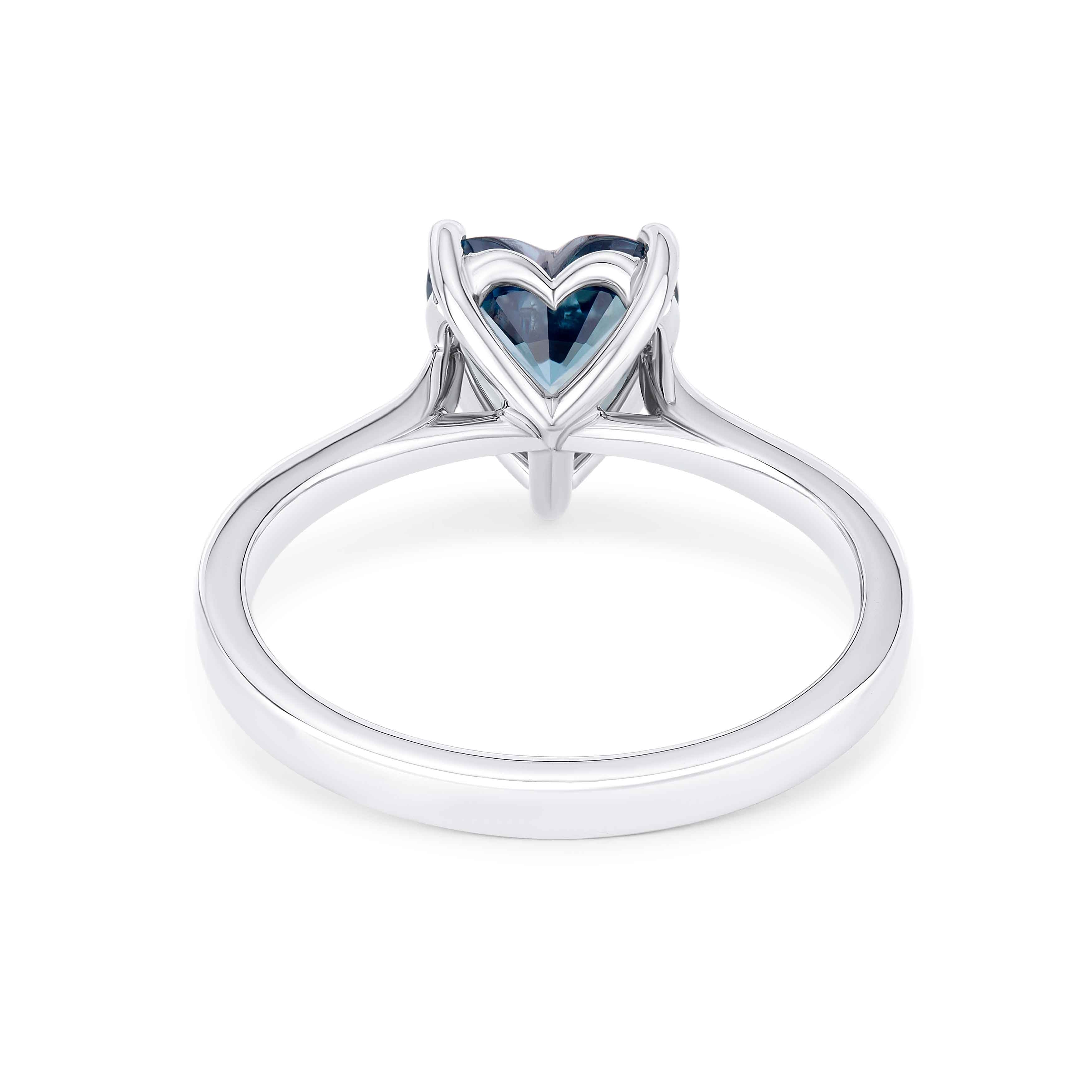 Moira Patience Fine Jewellery Heart Shaped Teal Sapphire Engagement Ring 
