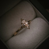 Uist marquise warm white natural diamond solitaire ring in 18ct yellow gold; in box