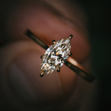 Uist marquise diamond solitaire ring in 18ct yellow gold; Arc six-claw setting