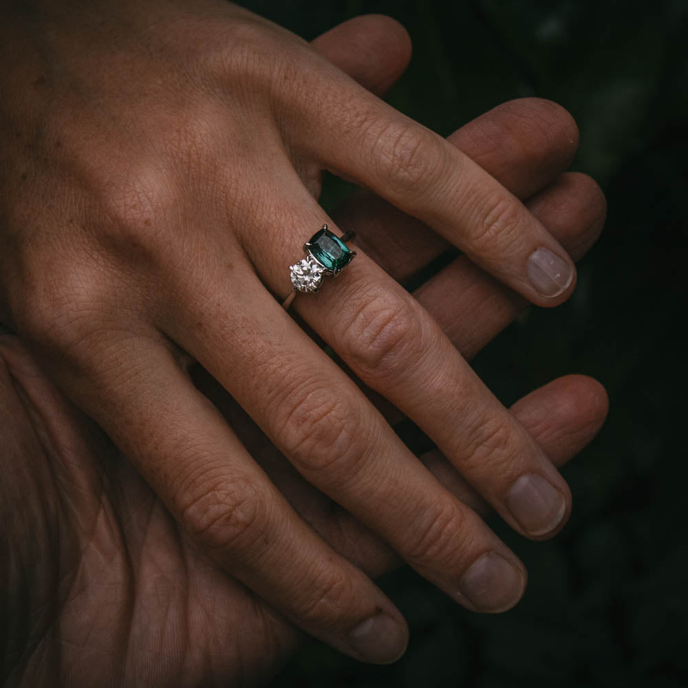 Moira Patience Fine Jewellery diamond and tourmaline toi et moi engagement ring in Edinburgh