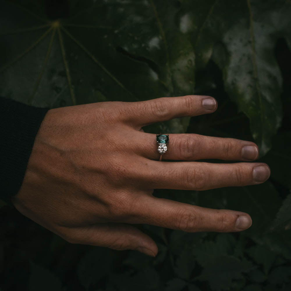 Moira Patience Fine Jewellery diamond and tourmaline toi et moi engagement ring in Edinburgh