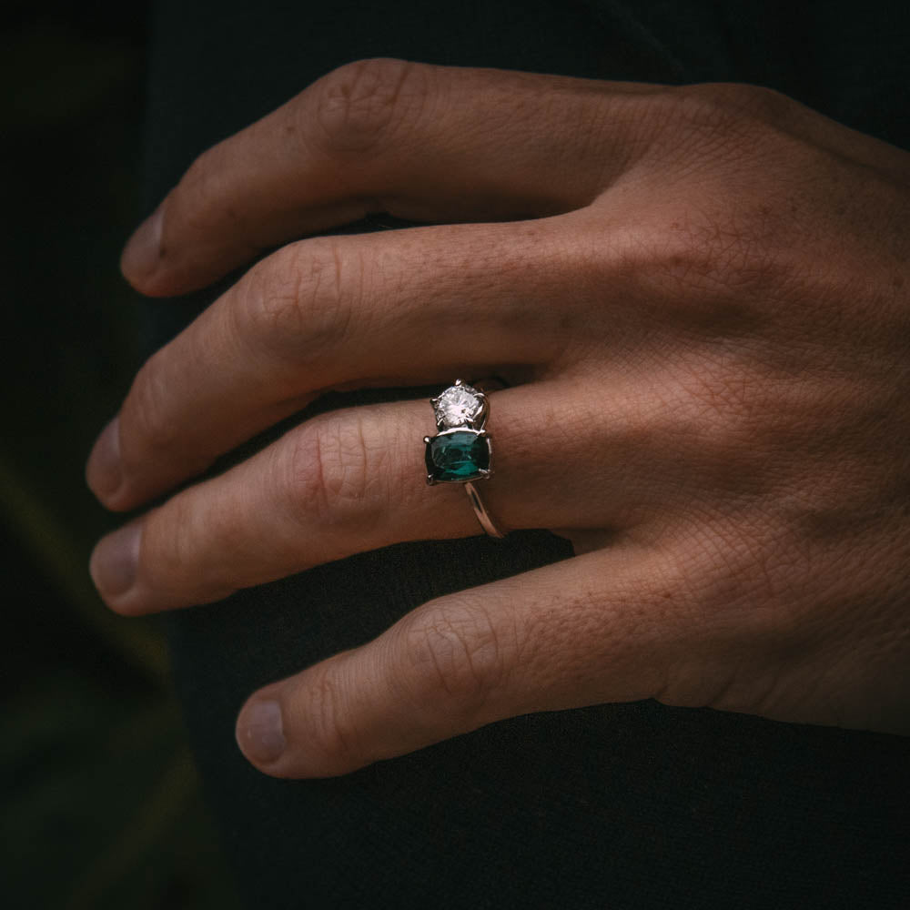 Moira Patience Fine Jewellery diamond and tourmaline toi et moi engagement ring in Edinburgh