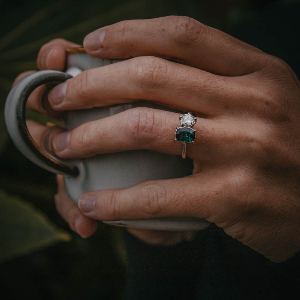 Moira Patience Fine Jewellery diamond and tourmaline toi et moi engagement ring in Edinburgh