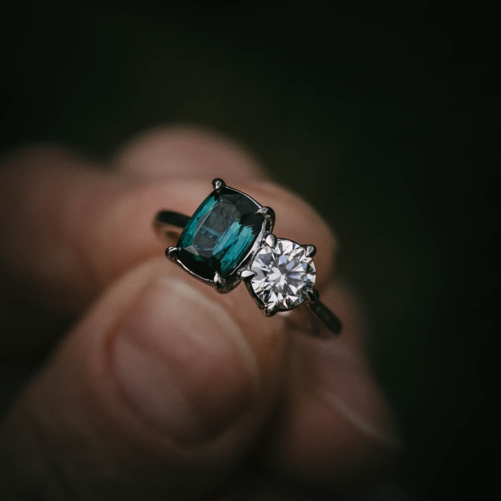 Moira Patience Fine Jewellery diamond and tourmaline toi et moi engagement ring in Edinburgh