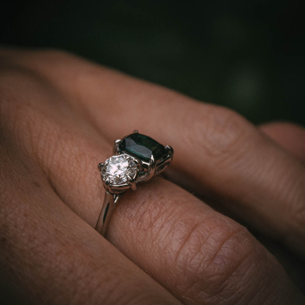 Moira Patience Fine Jewellery diamond and tourmaline toi et moi engagement ring in Edinburgh