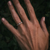 Fótla ring in 18ct yellow gold with four natural champagne diamond cabochons and white diamond accents