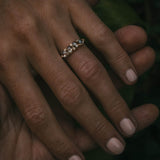 Fótla ring in 18ct yellow gold with four natural champagne diamond cabochons and white diamond accents