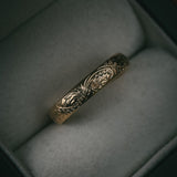 Engraved Wild Flower Wedding Ring