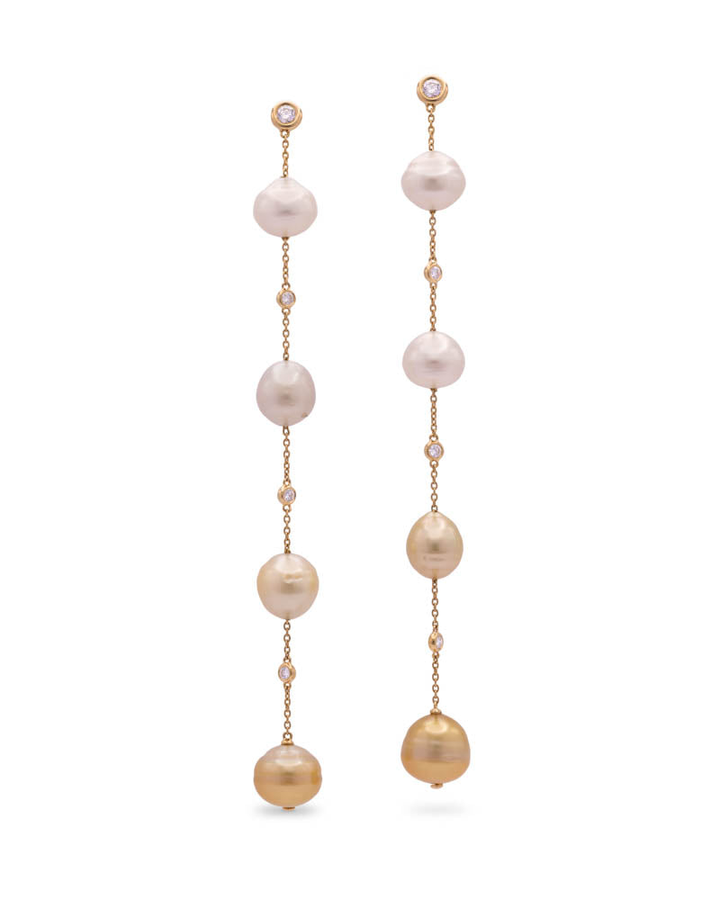 Mara South Sea natural pearl long drop earrings