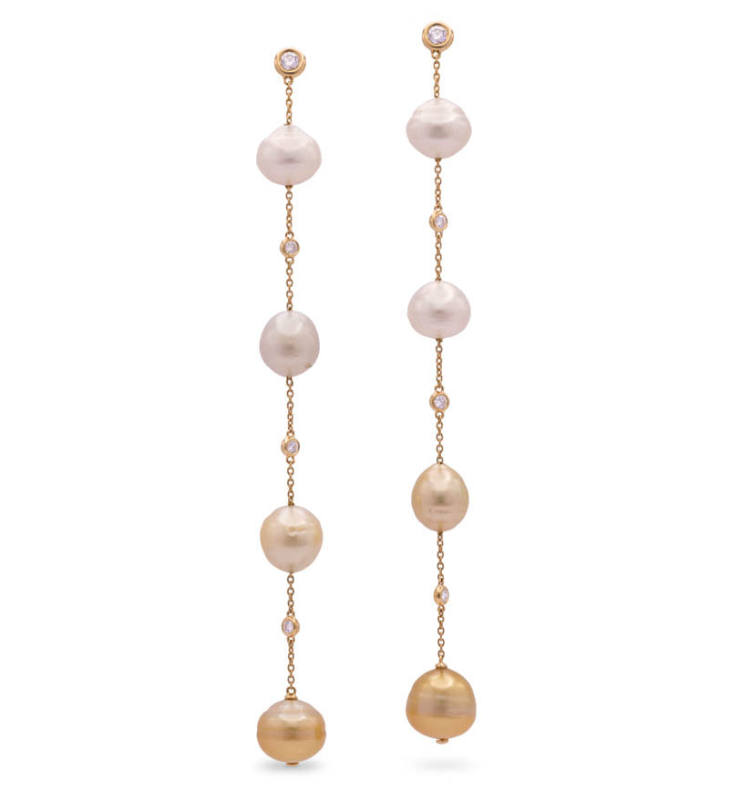Mara South Sea natural pearl long drop earrings