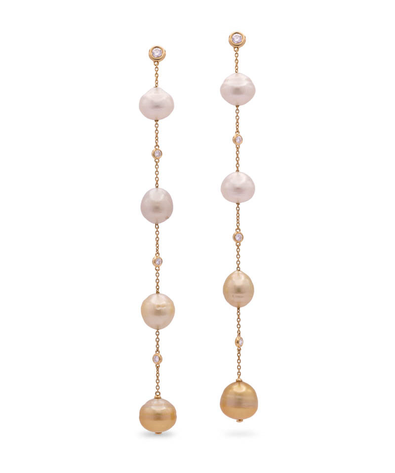 Mara South Sea natural pearl long drop earrings