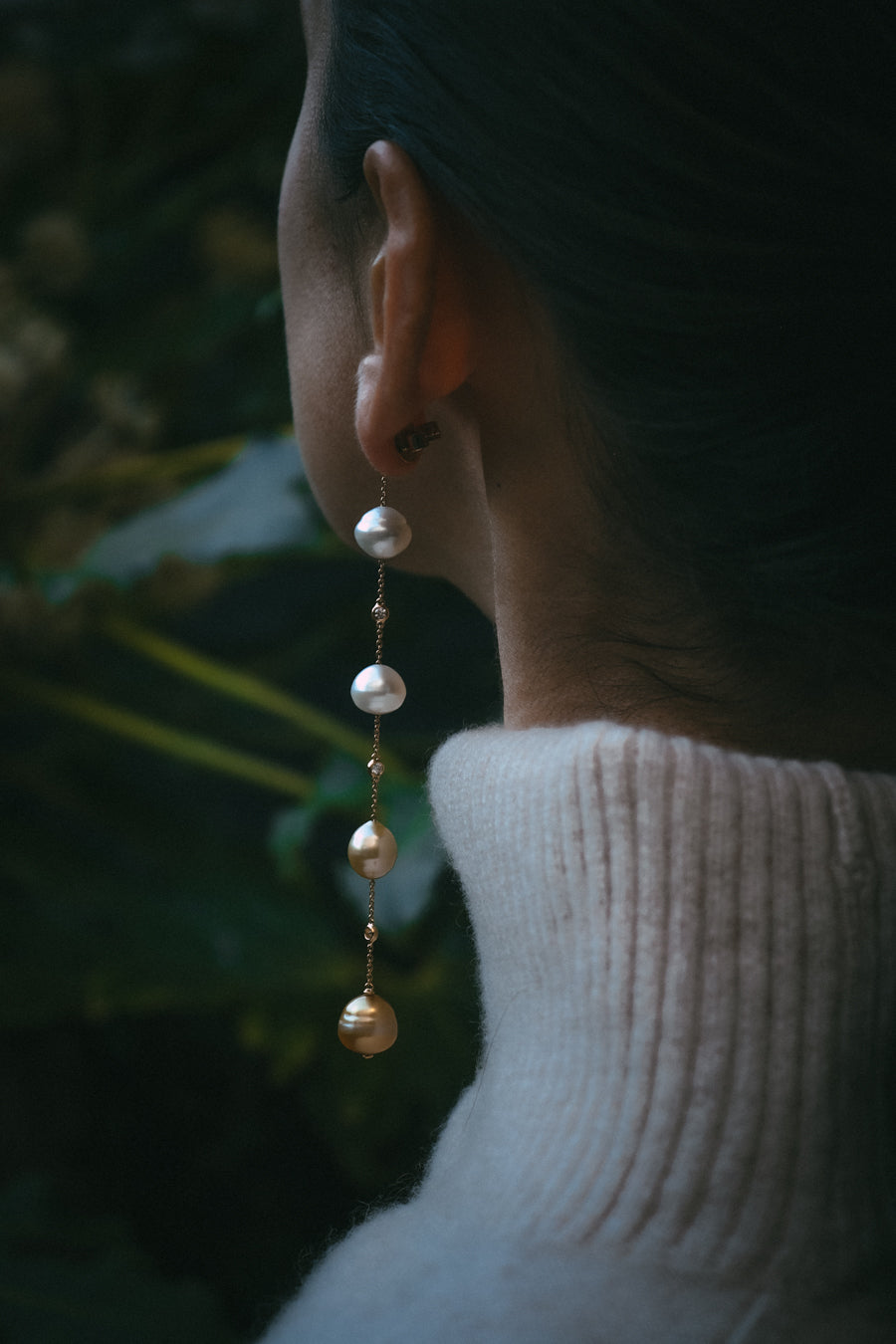 Mara South Sea natural pearl long drop earrings