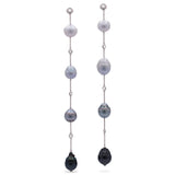 Mara graduating long drop Tahitian pearl earrings