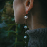 Mara graduating long drop Tahitian pearl earrings