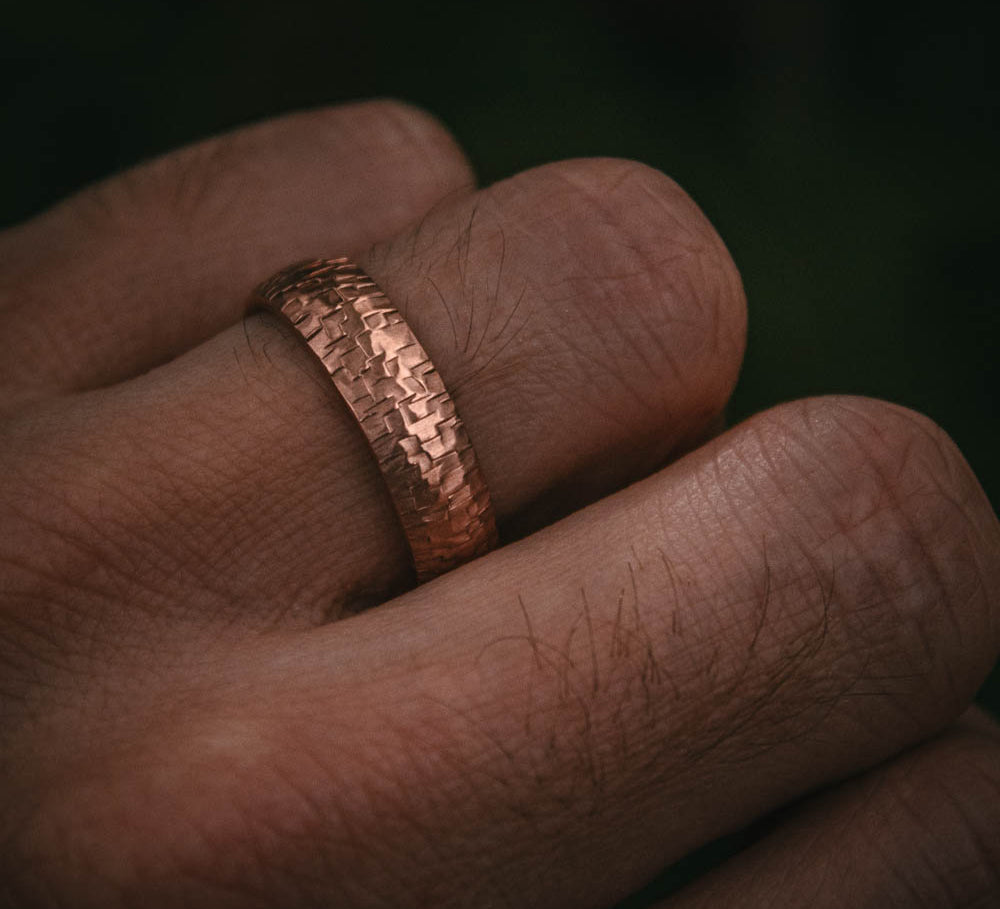 Moira Patience Fine Jewellery Signature Style Crag Engraved Texture Wedding Band -10