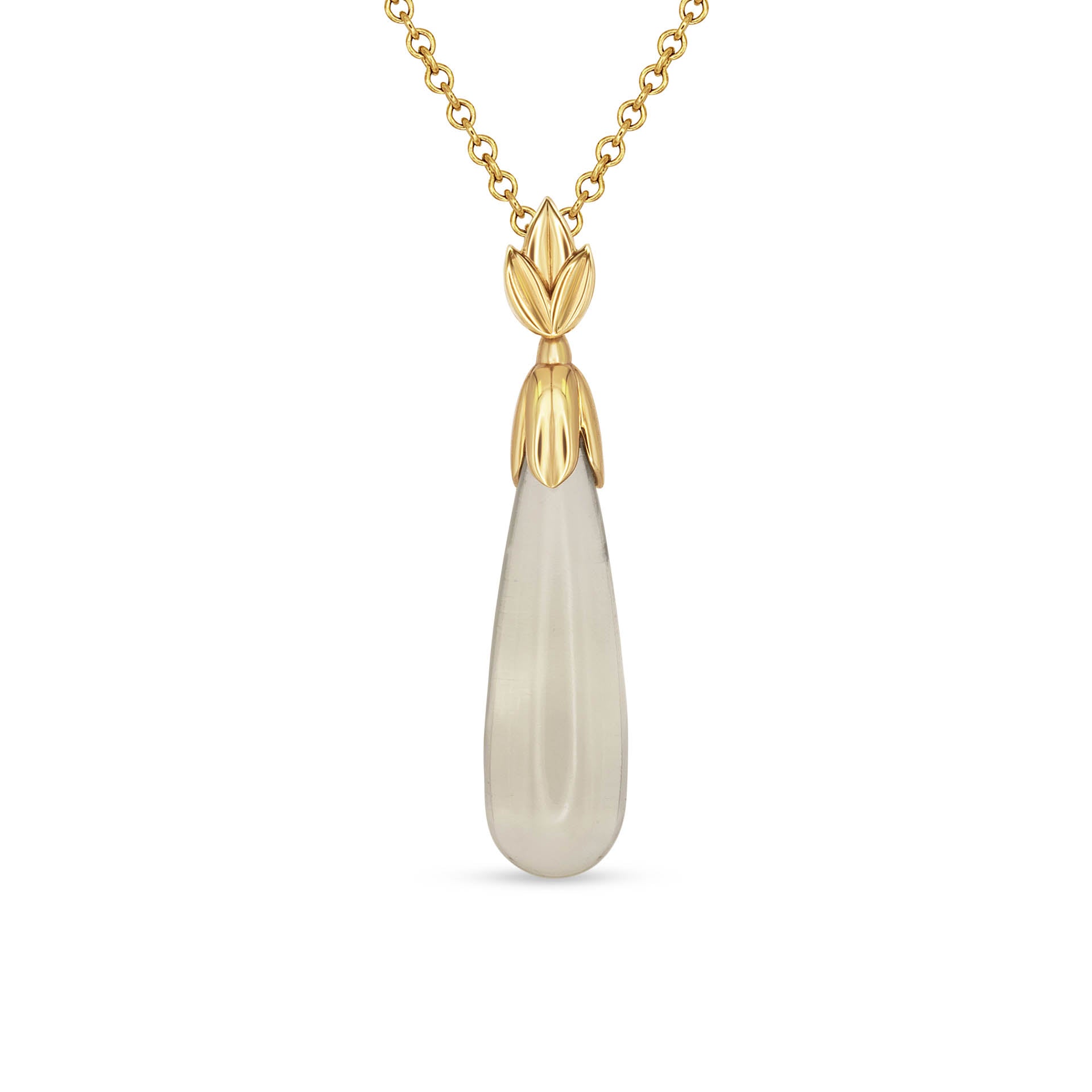 Moira Patience Fine Jewellery Snowdrop Green Quartz Drop Pendant Chain