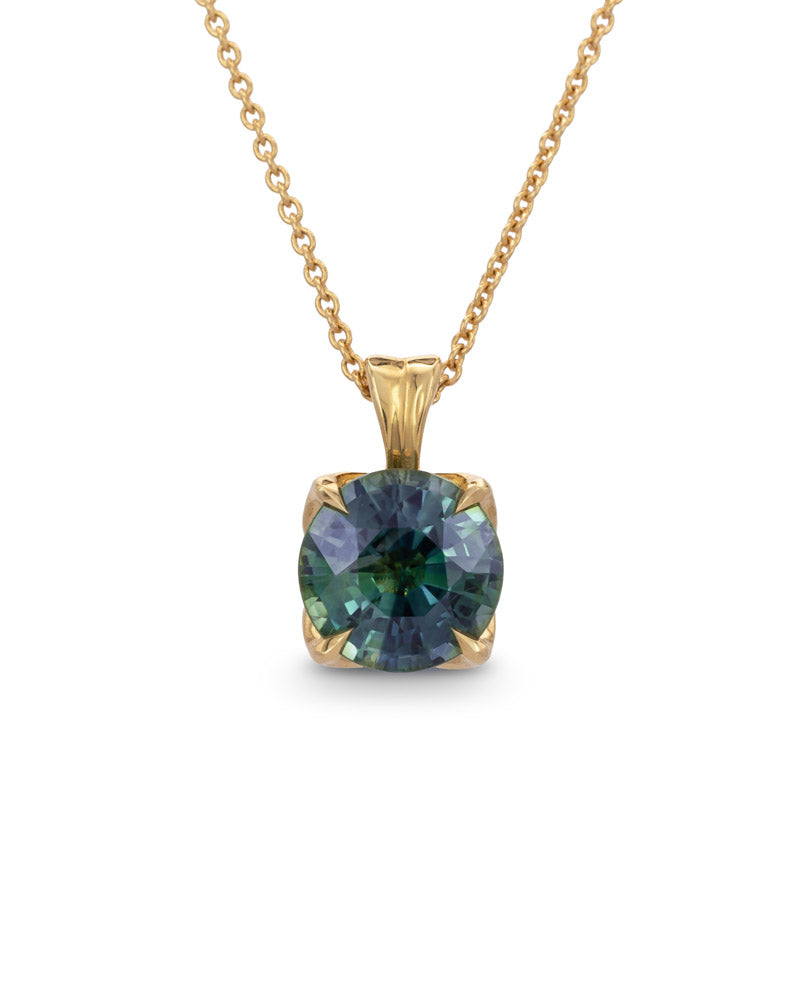 Moira Patience teal sapphire petal pendant