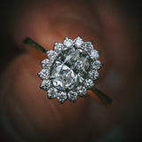 Flùr oval diamond cluster ring front view 1.00ct GIA certificated centre diamond