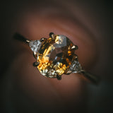 Fidra oval bi-colour sapphire ring; close up