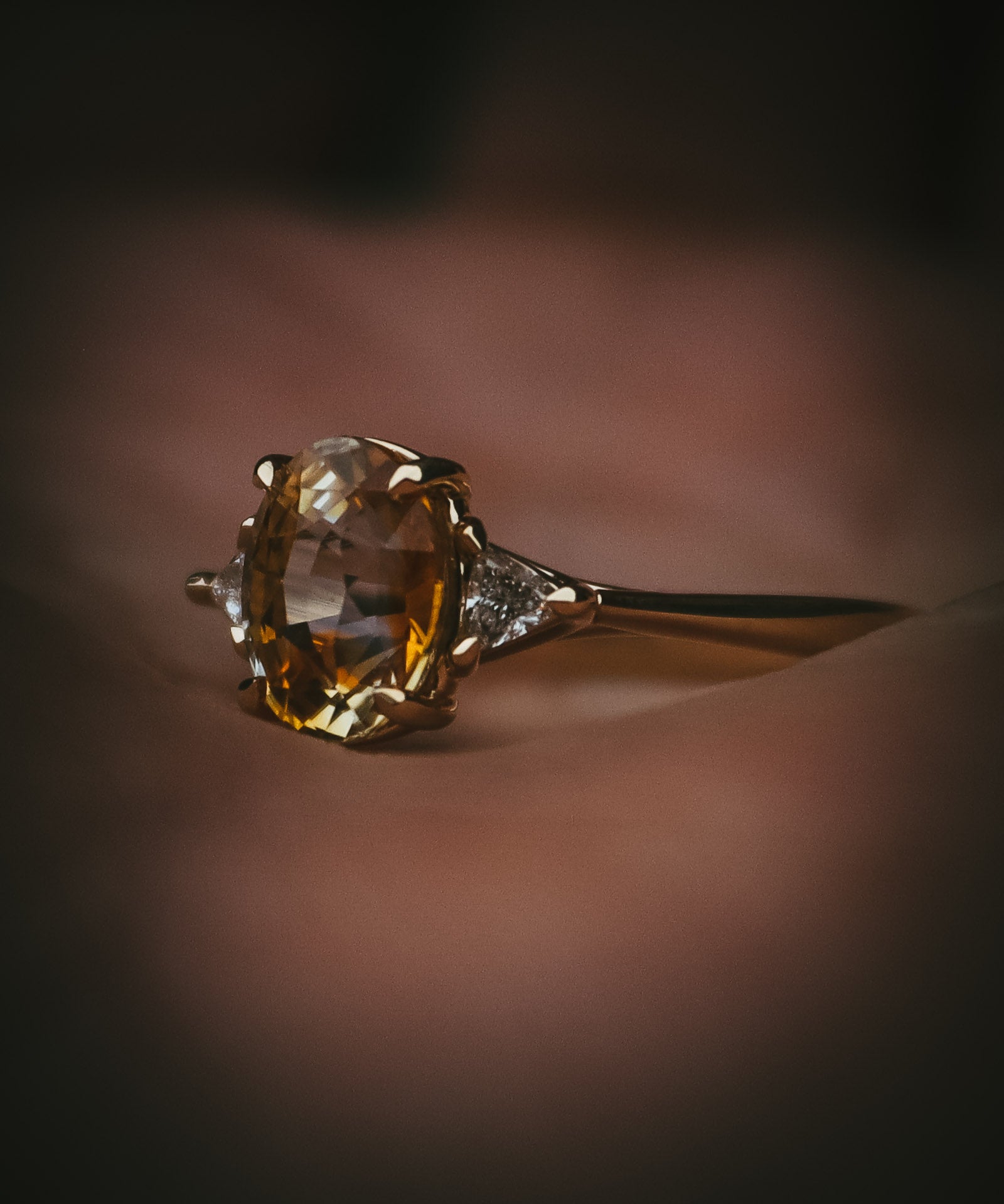 Fidra oval bi-colour natural sapphire ring; side profile