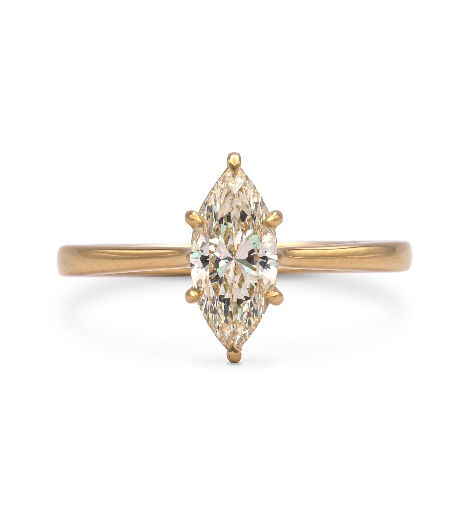 Uist marquise natural diamond solitaire ring in 18ct yellow gold; product studio shot