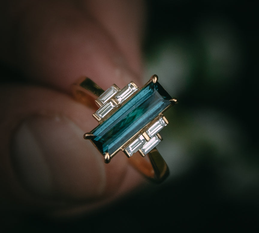 Tourmaline & Diamond Engagement Ring