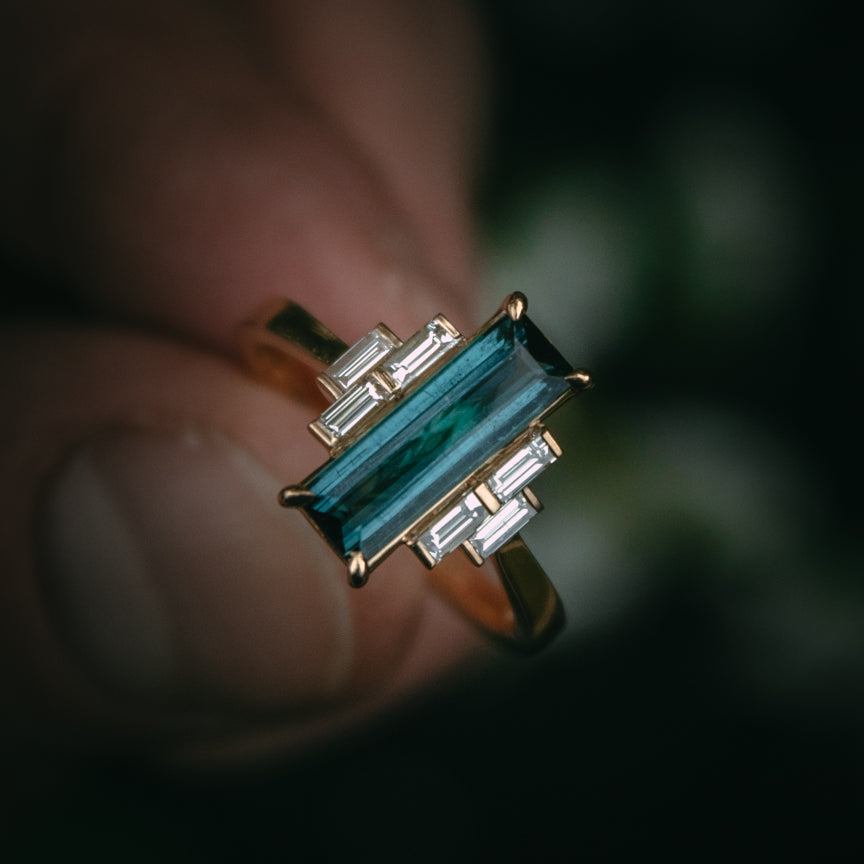 Tourmaline & Diamond Engagement Ring