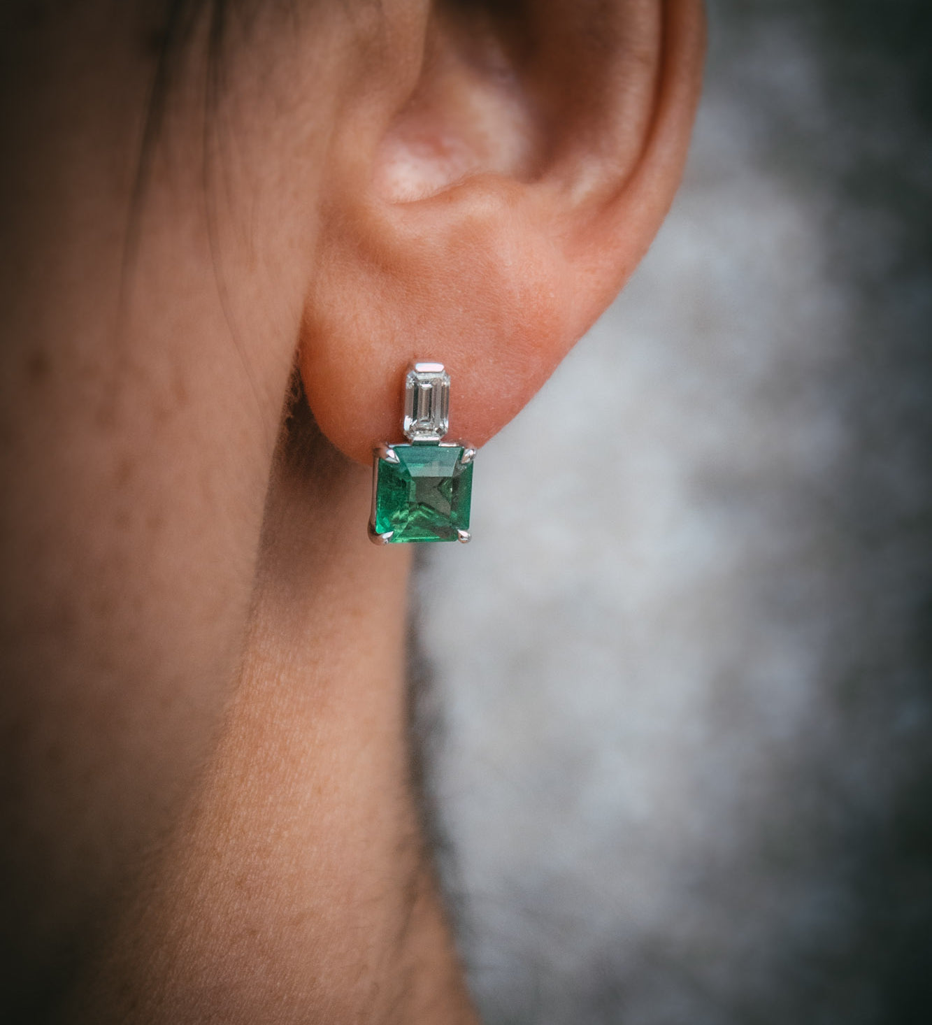 emerald and diamond earrings