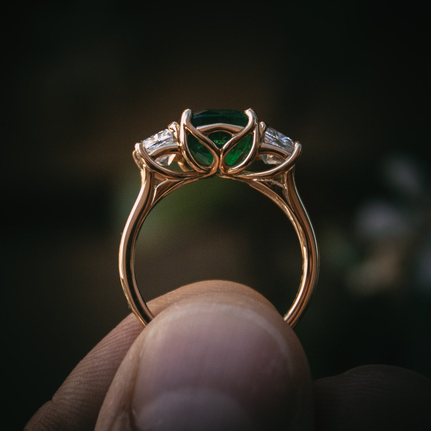 Emerald & Diamond Trilogy Engagement Ring