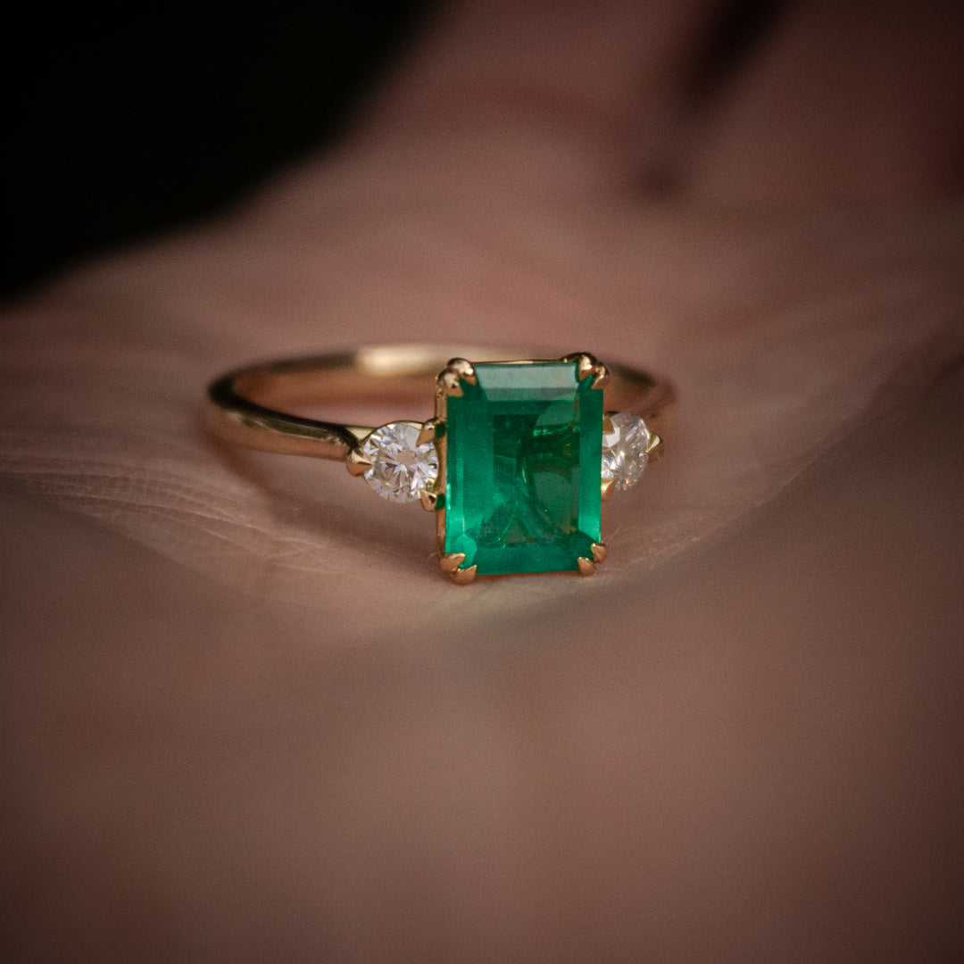 Emerald & Diamond Engagement Ring