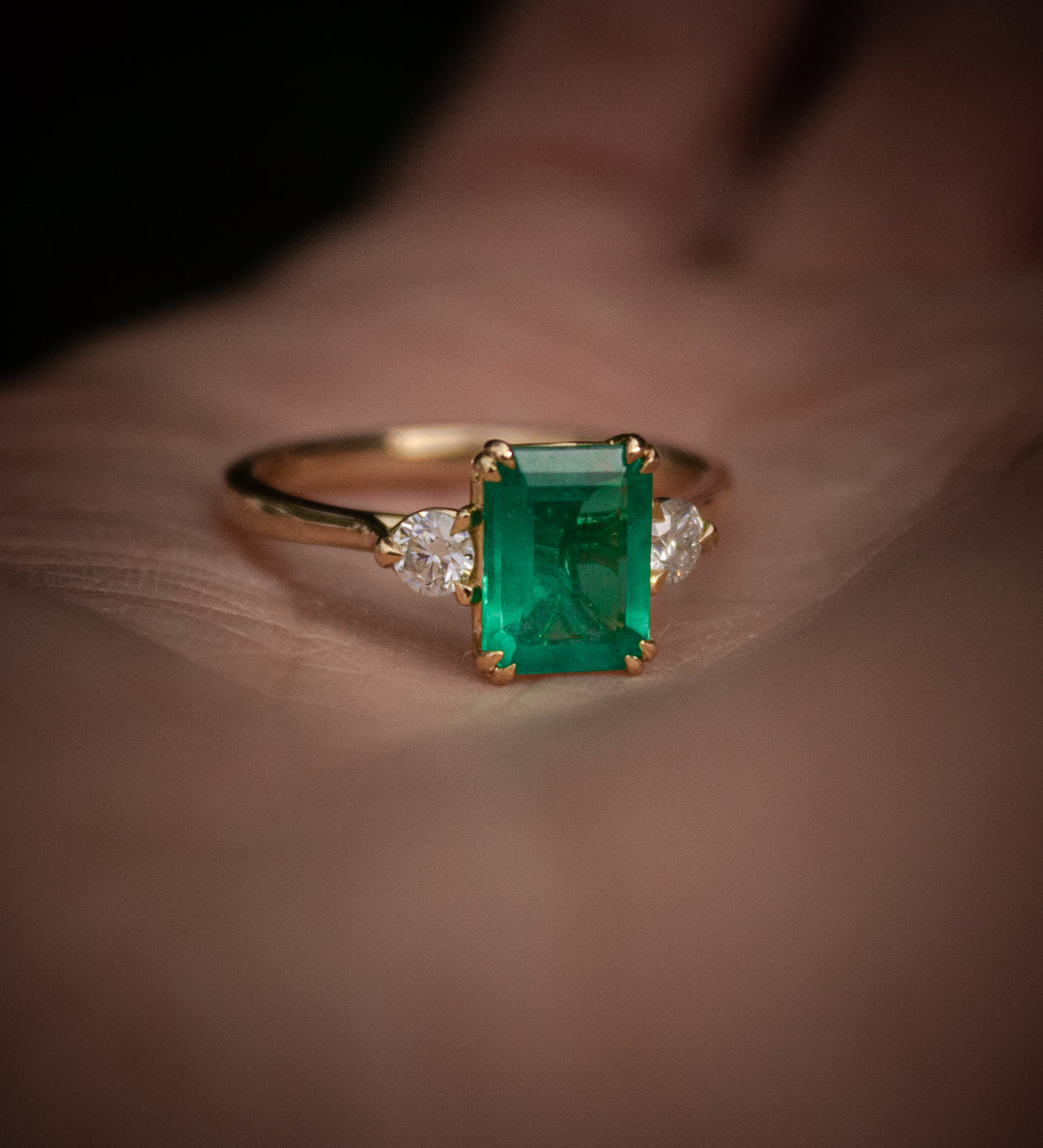 Emerald & Diamond Engagement Ring