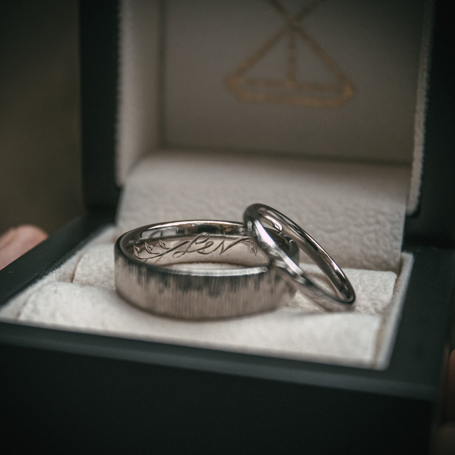Moira Patience Fine Jewellery Bespoke Engraved Platinum Wedding Bands