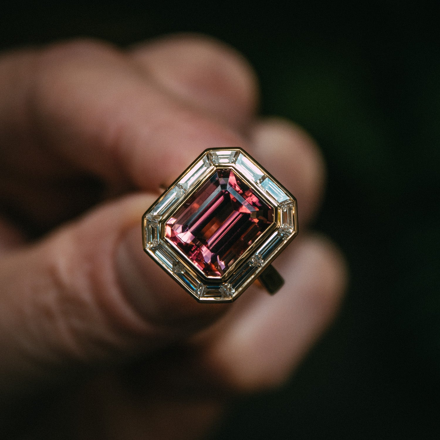 Bespoke tourmaline and diamond ring