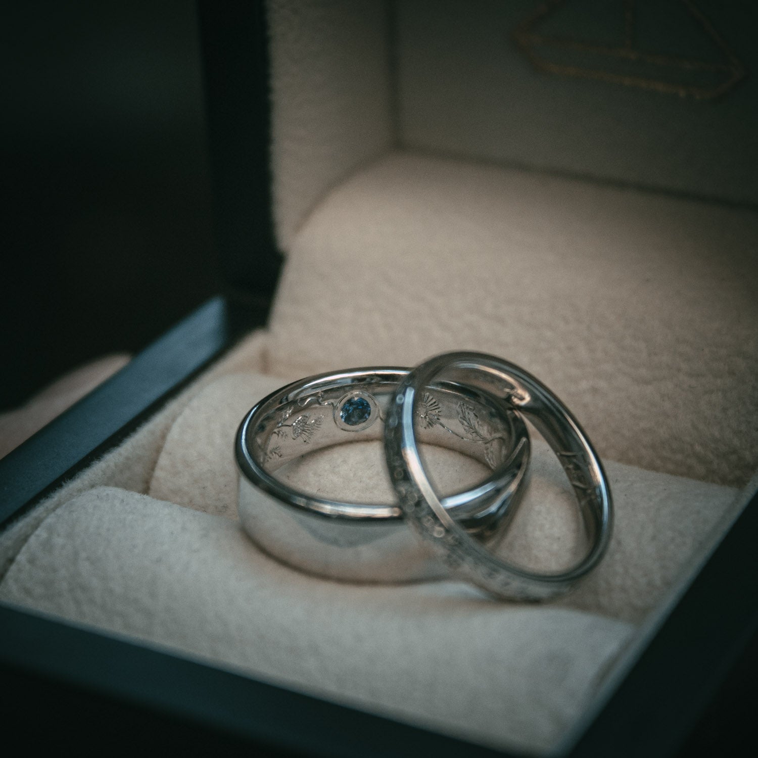 Moira Patience wedding rings with hidden gemstones