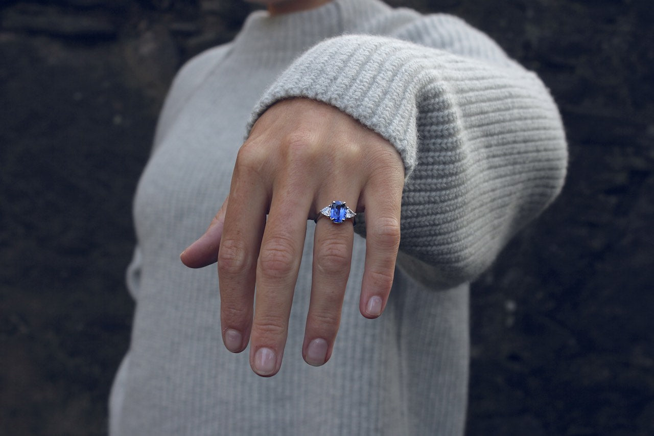 Moira patience sapphire and diamond engagement ring