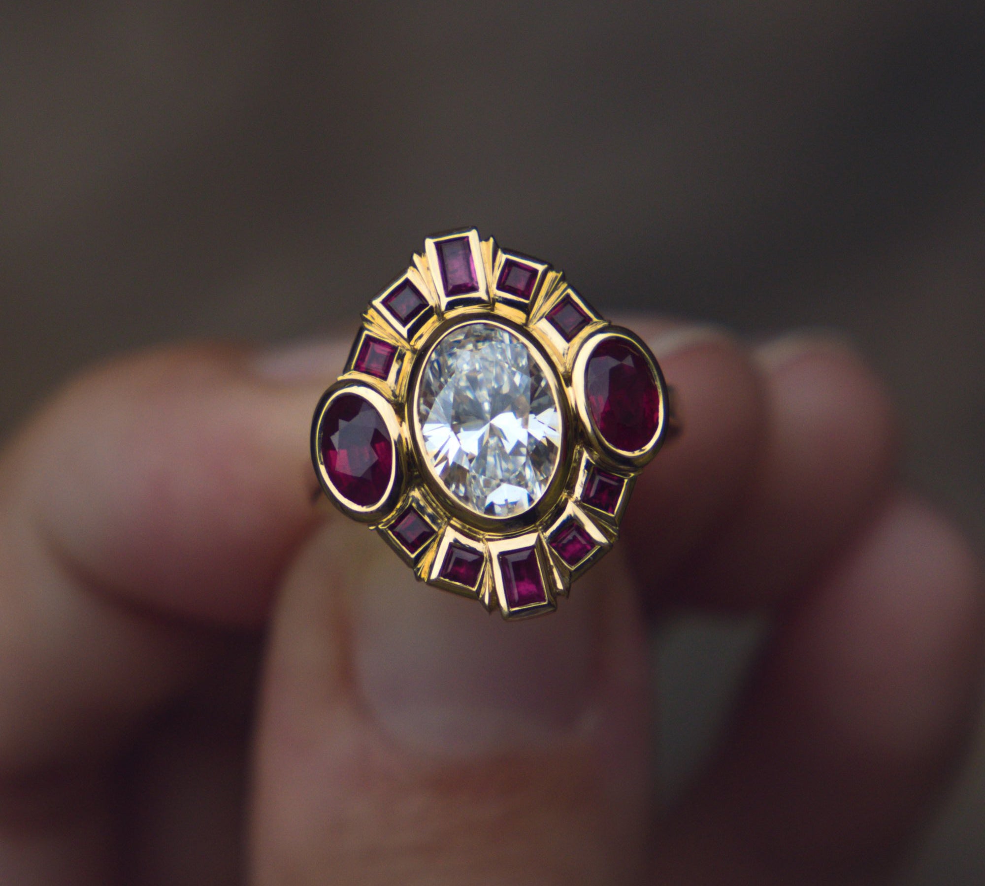 bespoke diamond and ruby ring