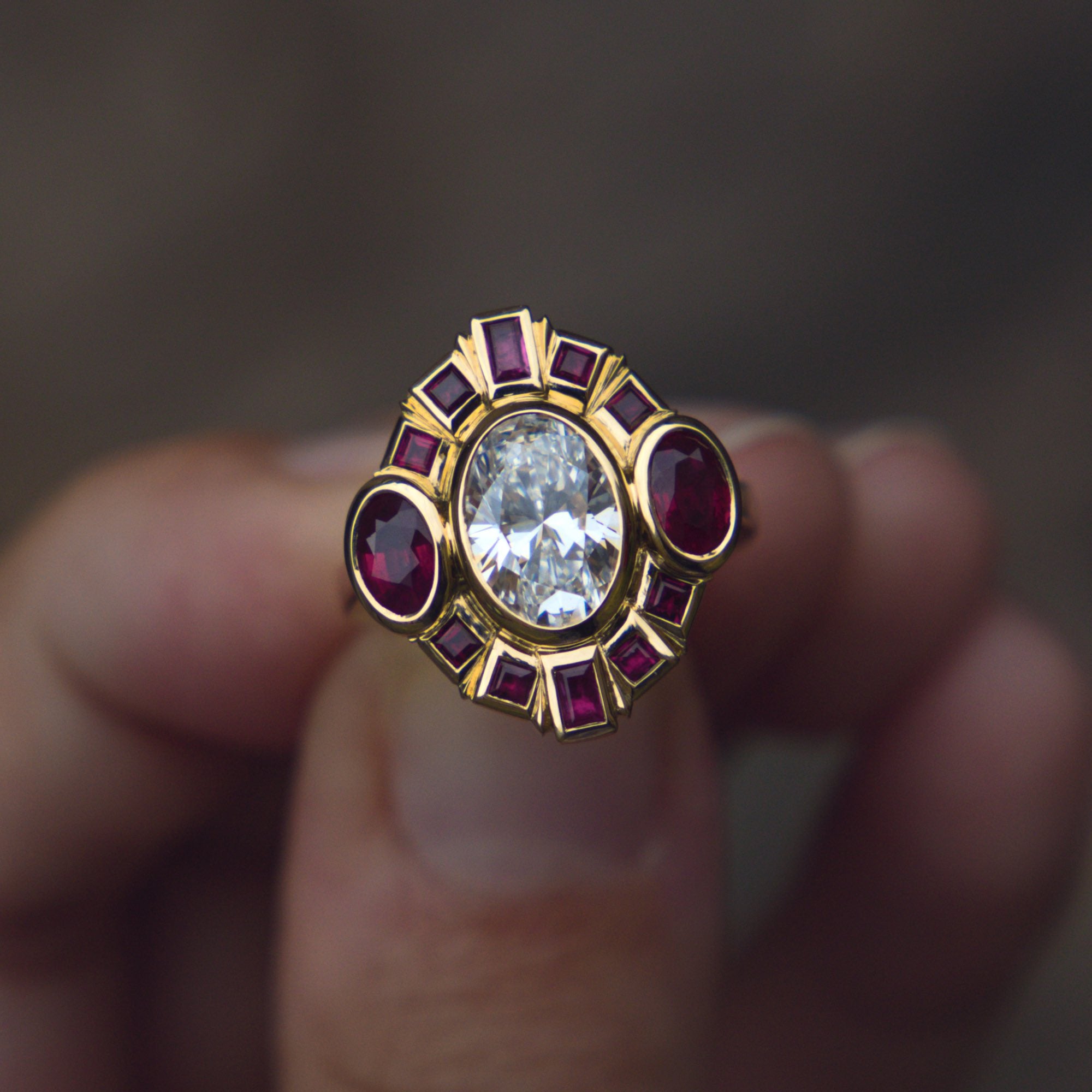 bespoke diamond and ruby ring