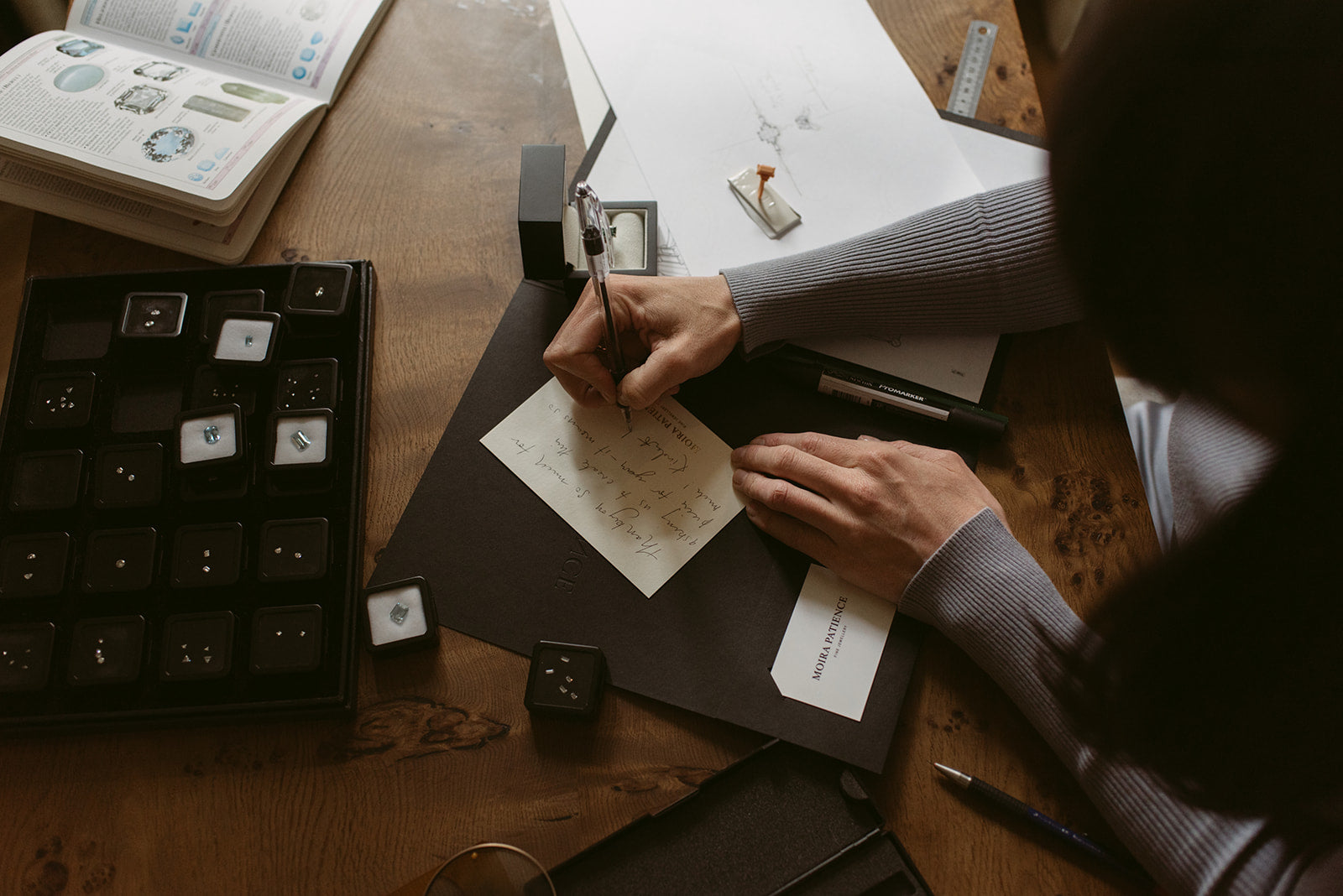 Moira Patience Bespoke Design Gemstones in the showroom