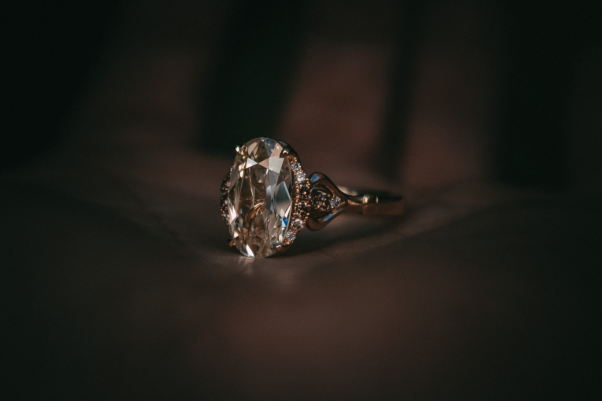Warm White Vintage Old Cut Diamond Engagement Ring on hand In Scotland